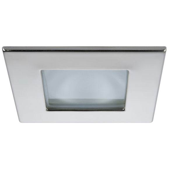 Quick Marina XP Downlight LED - 4W, IP66, Screw Mounted - Square Stainless Bezel, Square Warm White Light