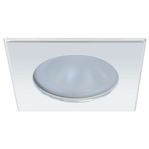 Quick Blake XP Downlight LED -  4W, IP66, Spring Mounted - Square Stainless Bezel, Round Warm White Light