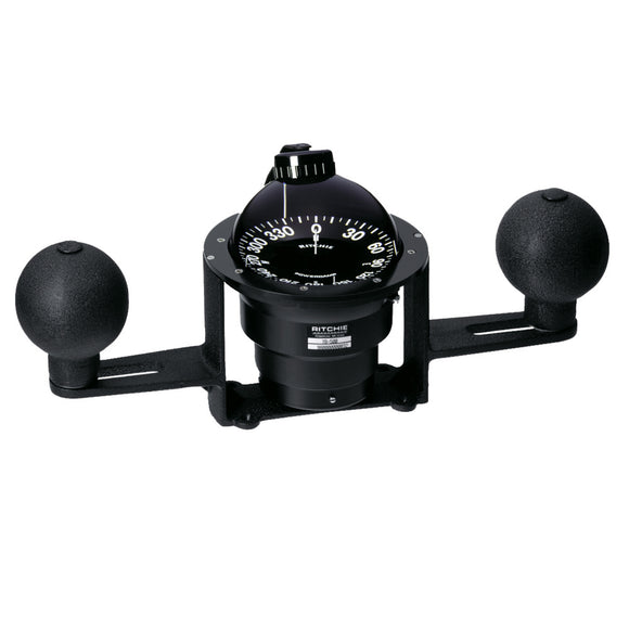 Ritchie YB-600 Globemaster Steel Boat Compass w/5° Card - 12V - Yoke Mounted - Black