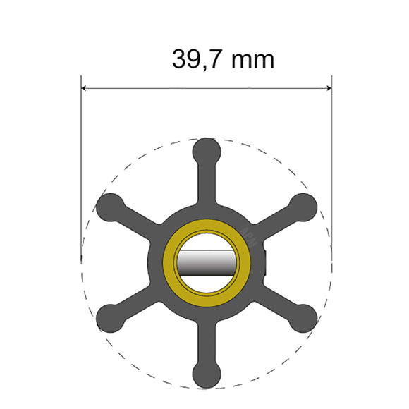 Albin Group Premium Impeller Kit - 39.7 x 9.5 x 19.2mm - 6 Blade - Pin Insert