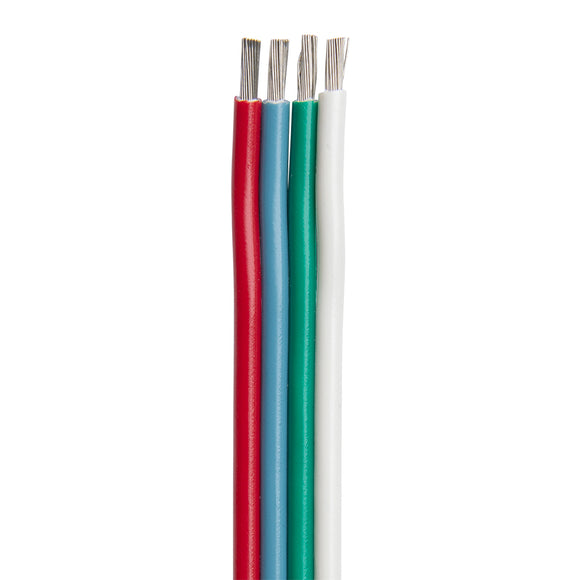 Ancor Flat Ribbon Bonded RGB Cable 16/4 AWG - Red, Light Blue, Green & White - 1000'