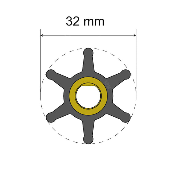 Albin Group Premium Impeller Kit - 32 x 8 x 12mm - 6 Blade - Single Flat Insert