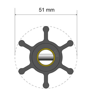 Albin Group Premium Impeller Kit - 51 x 22 x 12.7mm - 6 Blade - Pin Insert