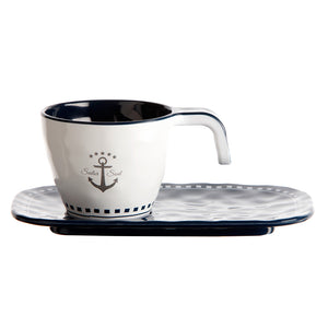 Marine Business Melamine Espresso Cup &amp; Plate Set - SAILOR SOUL - Set of 6