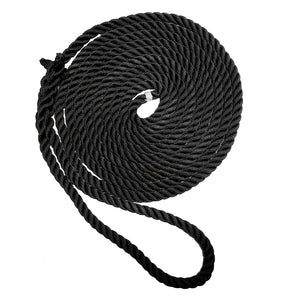 New England Ropes 5/8" Premium 3-Strand Dock Line - Black - 25&#39;