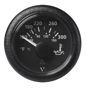 Veratron 52MM (2-1/16") ViewLine Oil Temperature Gauge 120-300&deg;F - Black Dial &amp; Bezel