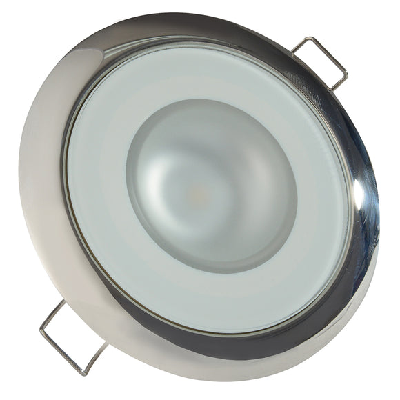 Lumitec Mirage - Flush Mount Down Light - Glass Finish/Polished SS Bezel - 2-Color White/Blue Dimming