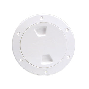 Beckson 4" Smooth Center Screw-Out Deck Plate - White