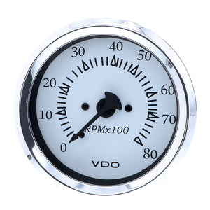 VDO Cockpit Marine 85MM (3-3/8") Outboard Tachometer - White Dial/Chrome Bezel