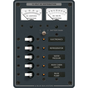 Blue Sea 8081 DC 5 Position Toggle Branch Circuit Breaker Panel - White Switches