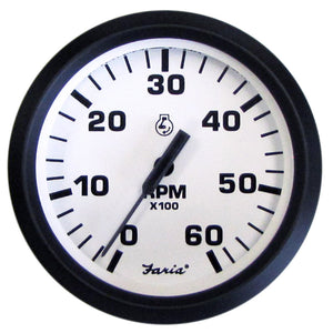 Faria Euro White 4" Tachometer - 6000 RPM (Gas) (Inboard &amp; I/O)