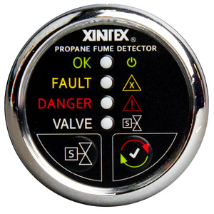 Fireboy-Xintex Propane Fume Detector w/Plastic Sensor &amp; Solenoid Valve - Chrome Bezel Display