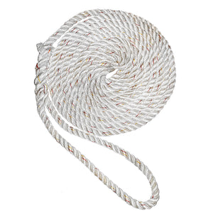 New England Ropes 1/2" Premium 3-Strand Dock Line - White w/Tracer - 35&#39;