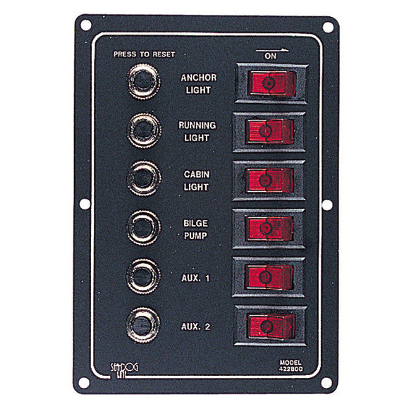 Sea-Dog Aluminum Circuit Breaker Panel - 6 Circuit