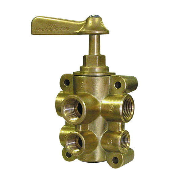 GROCO 6-Port NPT Bronze Fuel Valve 1/2