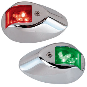 Perko LED Side Lights - Red/Green - 24V - Chrome Plated Housing