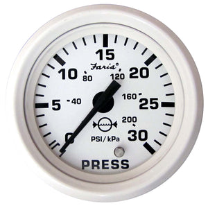 Faria Dress White 2" Water Pressure Gauge (30 PSI)