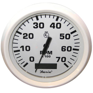 Faria Dress White 4" Tachometer w/Hourmeter - 7000 RPM (Gas) (Outboard)