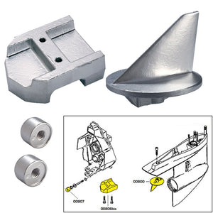 Tecnoseal Anode Kit w/Hardware - Mercury Alpha 1 Gen 1 - Zinc