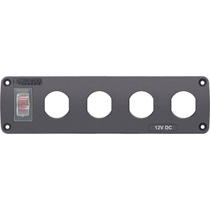 Blue Sea Water Resistant USB Accessory Panel - 15A Circuit Breaker, 4x Blank Apertures