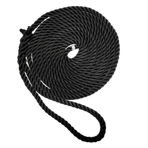 New England Ropes 3/8" Premium 3-Strand Dock Line - Black - 20&#39;