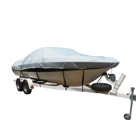 Carver Flex-Fit™ PRO Polyester Size 12 Boat Cover f/V-Hull Center Console Fishing Boats - Grey