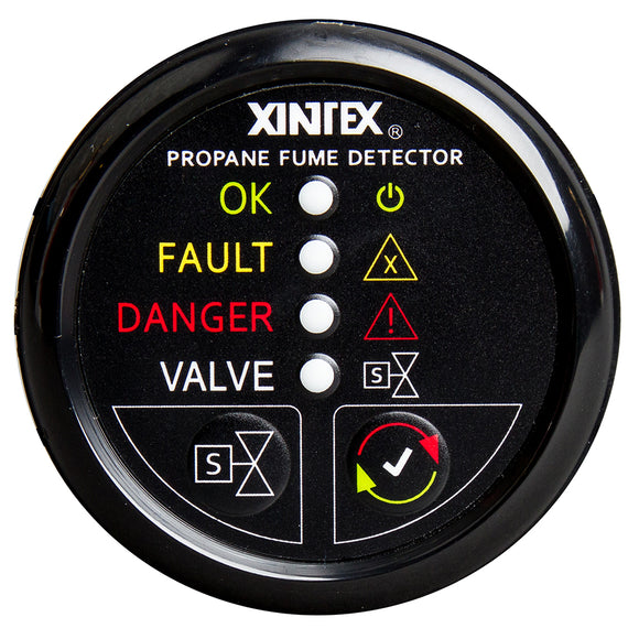 Fireboy-Xintex Propane Fume Detector w/Automatic Shut-Off & Plastic Sensor - No Solenoid Valve - Black Bezel Display