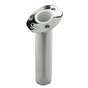 C.E. Smith Flush Mount Rod Holder - 15 Degree &amp; 9" Depth - Stainless Steel - Cast Gimbal - White Vinyl Liner