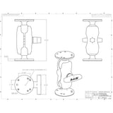 RAM Mount 1.5" Ball Mount w/Short Double Socket Arm & 2/2.5" Round Bases