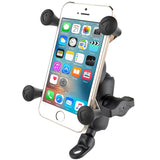 RAM Mount 9mm Angled Base Motorcycle Mount w/Short Double Socket Arm &amp; Universal X-Grip&reg; Cell/iPhone Cradle