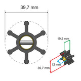 Albin Group Premium Impeller Kit - 39.7 x 12 x 19.2mm - 6 Blade - Pin Insert