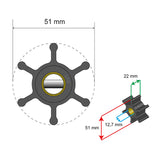 Albin Group Premium Impeller Kit - 51 x 22 x 12.7mm - 6 Blade - Pin Insert