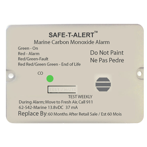 Safe-T-Alert 62 Series Carbon Monoxide Alarm w/Relay - 12V - 62-542-Marine-RLY-NC - Flush Mount - White